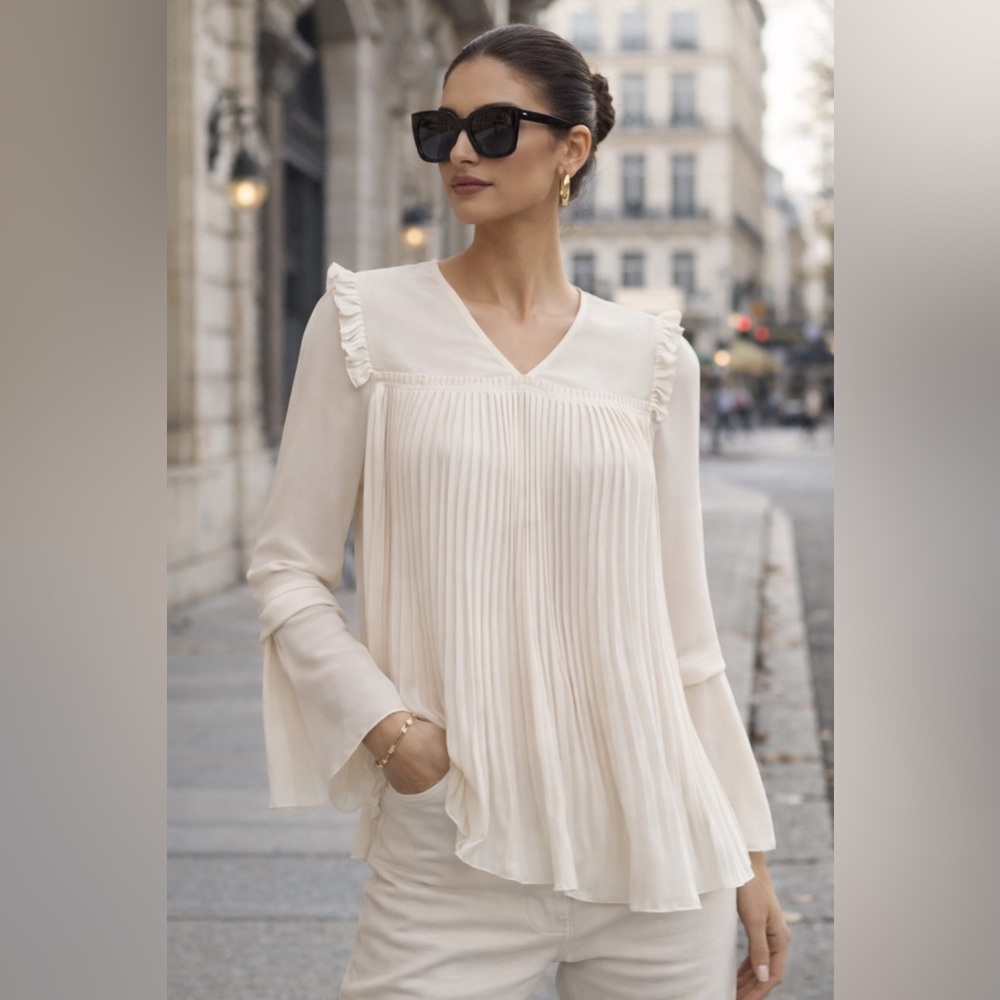 See by Chloé Ivory Pleated Blouse